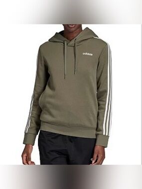 Men’s adidas Olive Green Hoodie with White 3-Stripes
